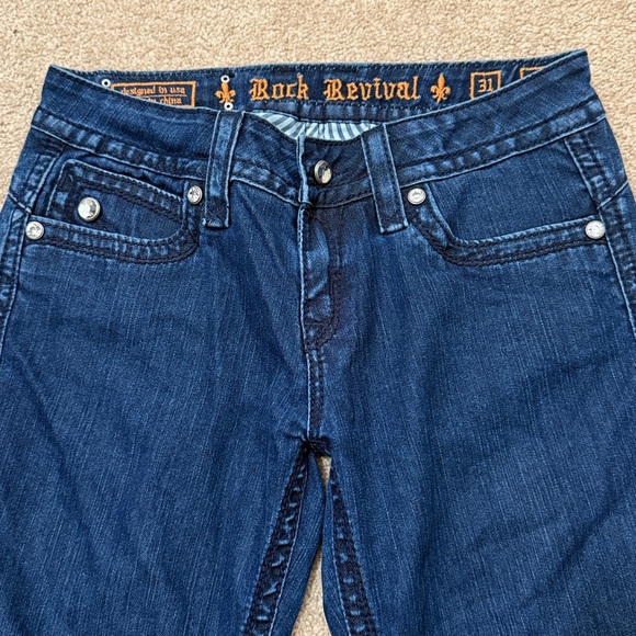 Rock Revival Adele Bootcut Mid Rise Embellished Dark Wash Stretch Jeans Size 31 - Picture 2 of 9